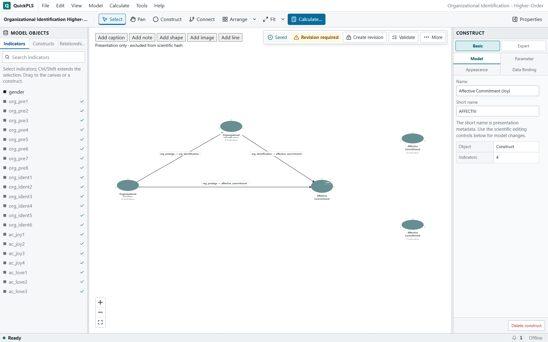 Higher-order models: The prepared project opens with its saved, neatly arranged model diagram