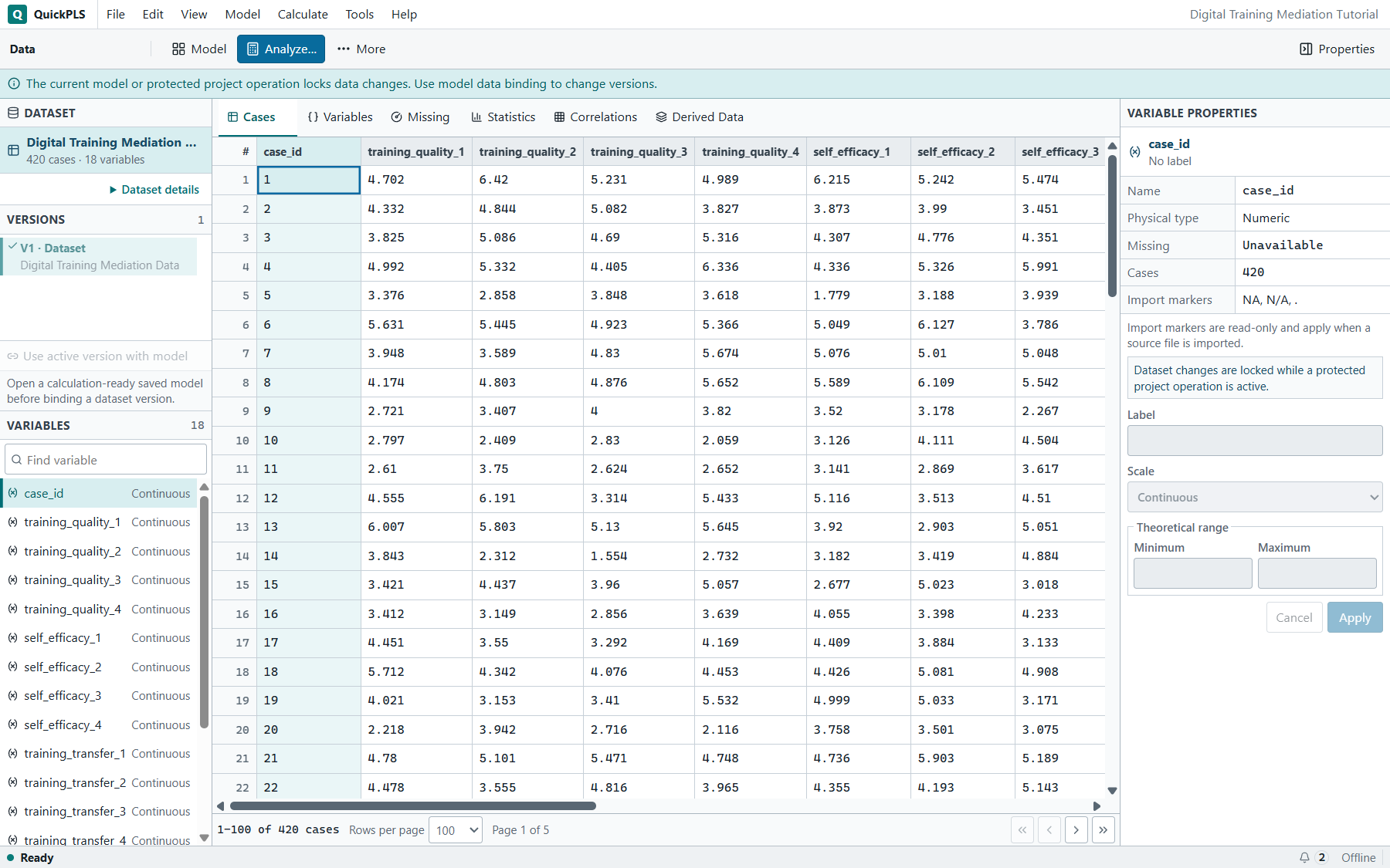 Mediation: Imported teaching dataset is open